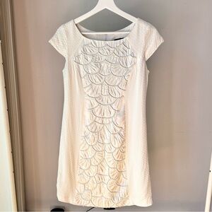Chanel Style embroidery beaded white mini tea dress, S